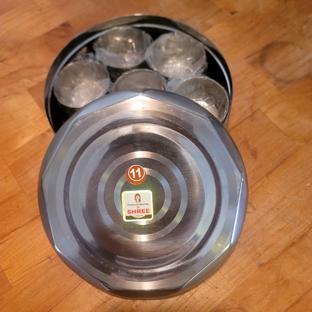 Shree Stainless Steel Spice box Middle Eastern / INDIA 7 small 1 Large canister